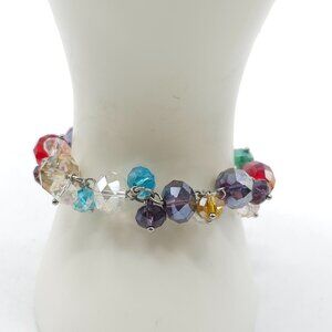 Colorful Beaded Multi Faceted Adjustable Bracelet With Lobster Clasp
